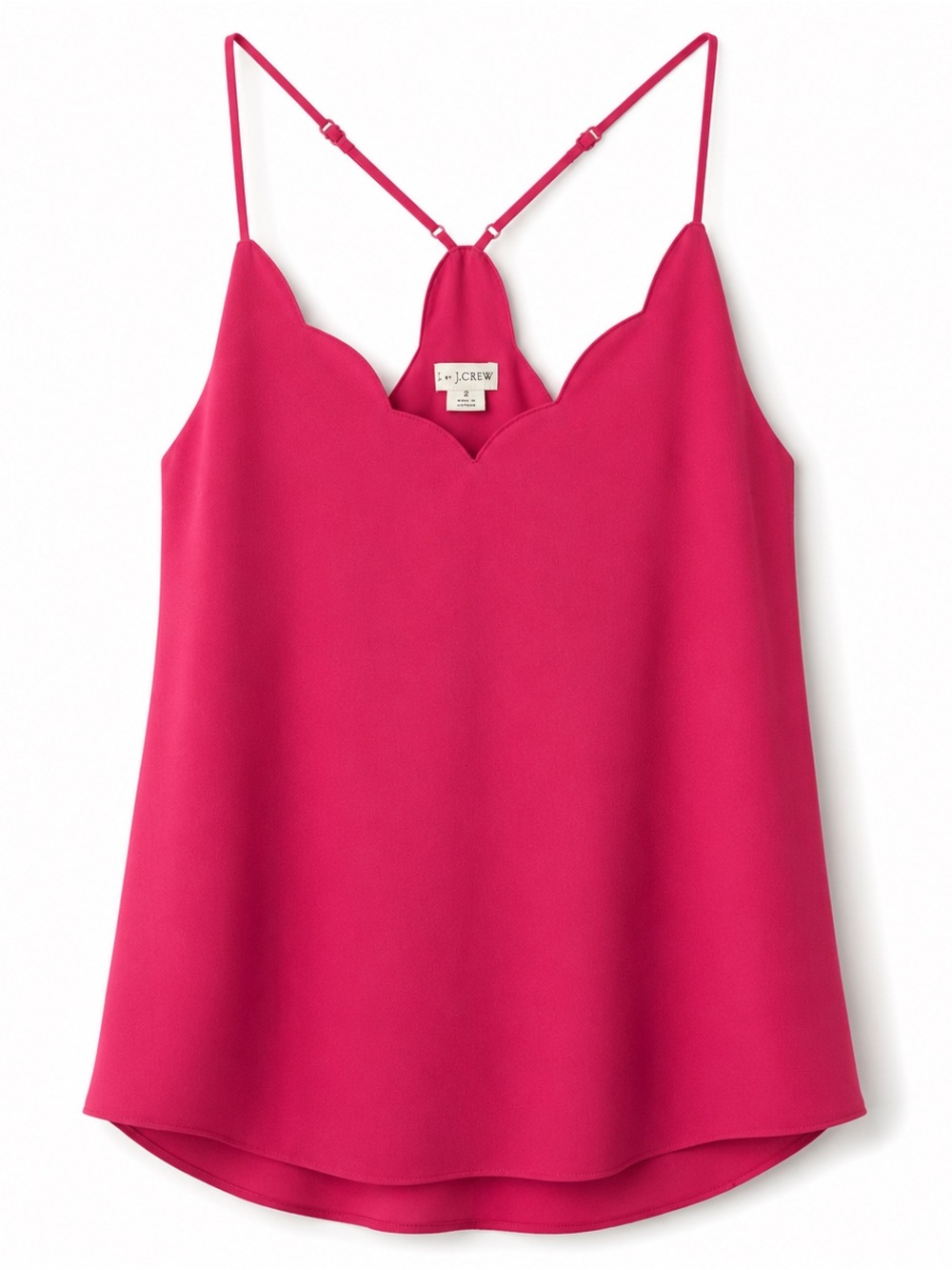 J.Crew Bright Pink Scalloped Cami Size 4 | Racerback Sleeveless Tank Blouse